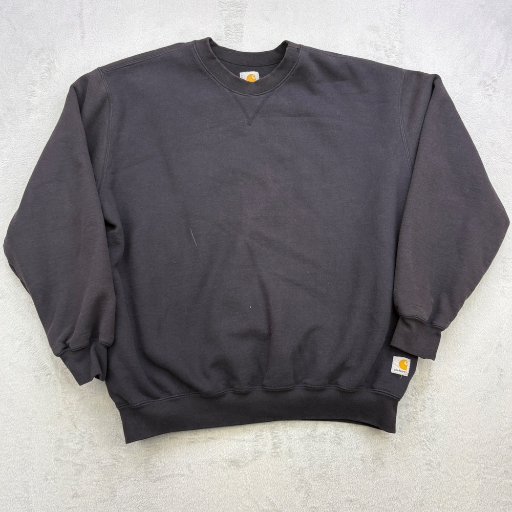 Carhartt Sweatshirt Mens XL Black Thermal Lined Crewneck Heavyweight Workwear